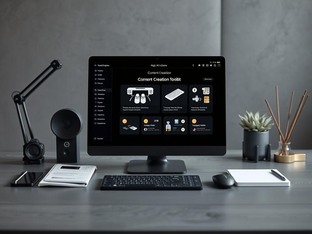 A close up shot of a sleek AI Content Creation