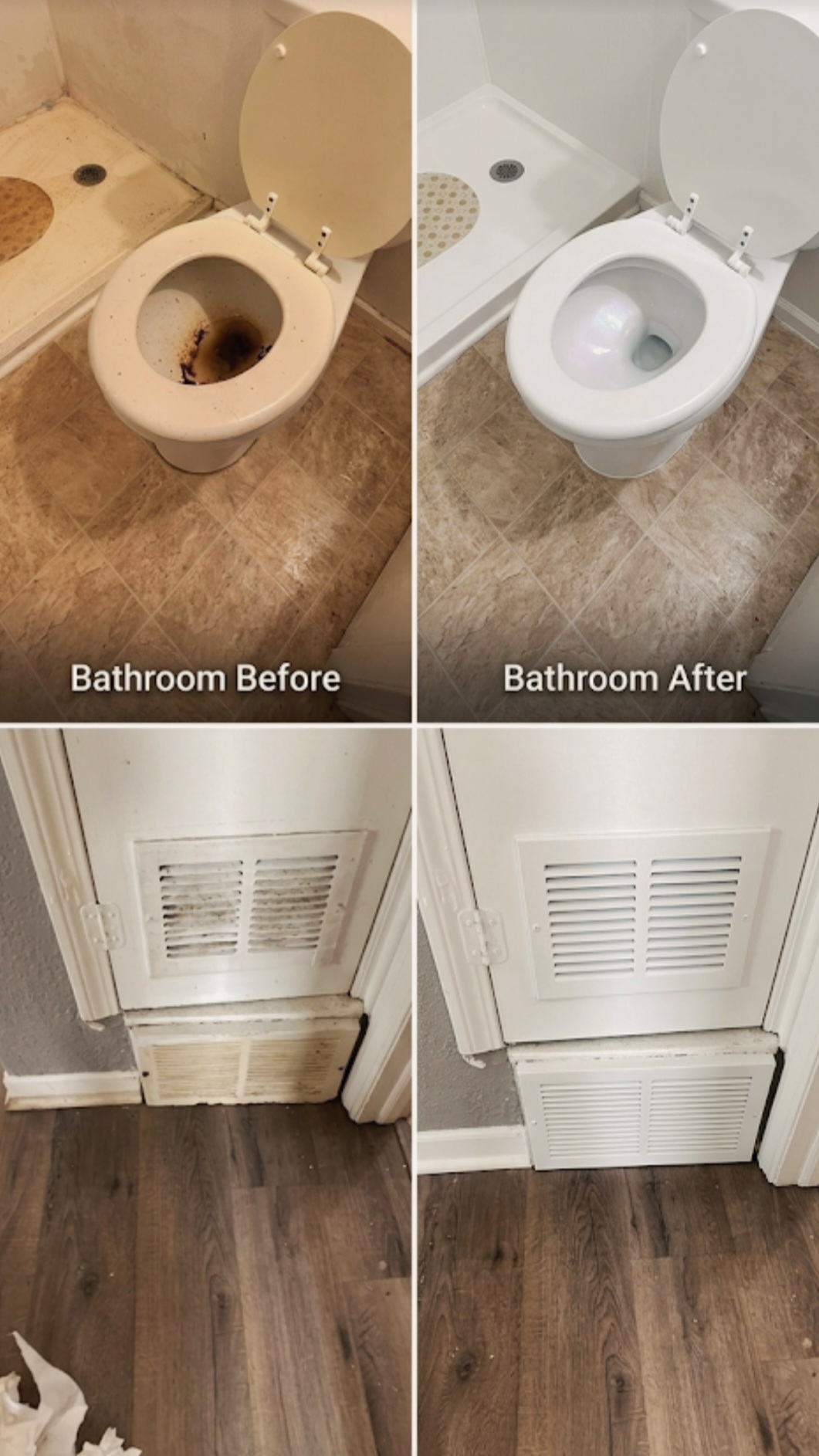 Before and after cleaning results