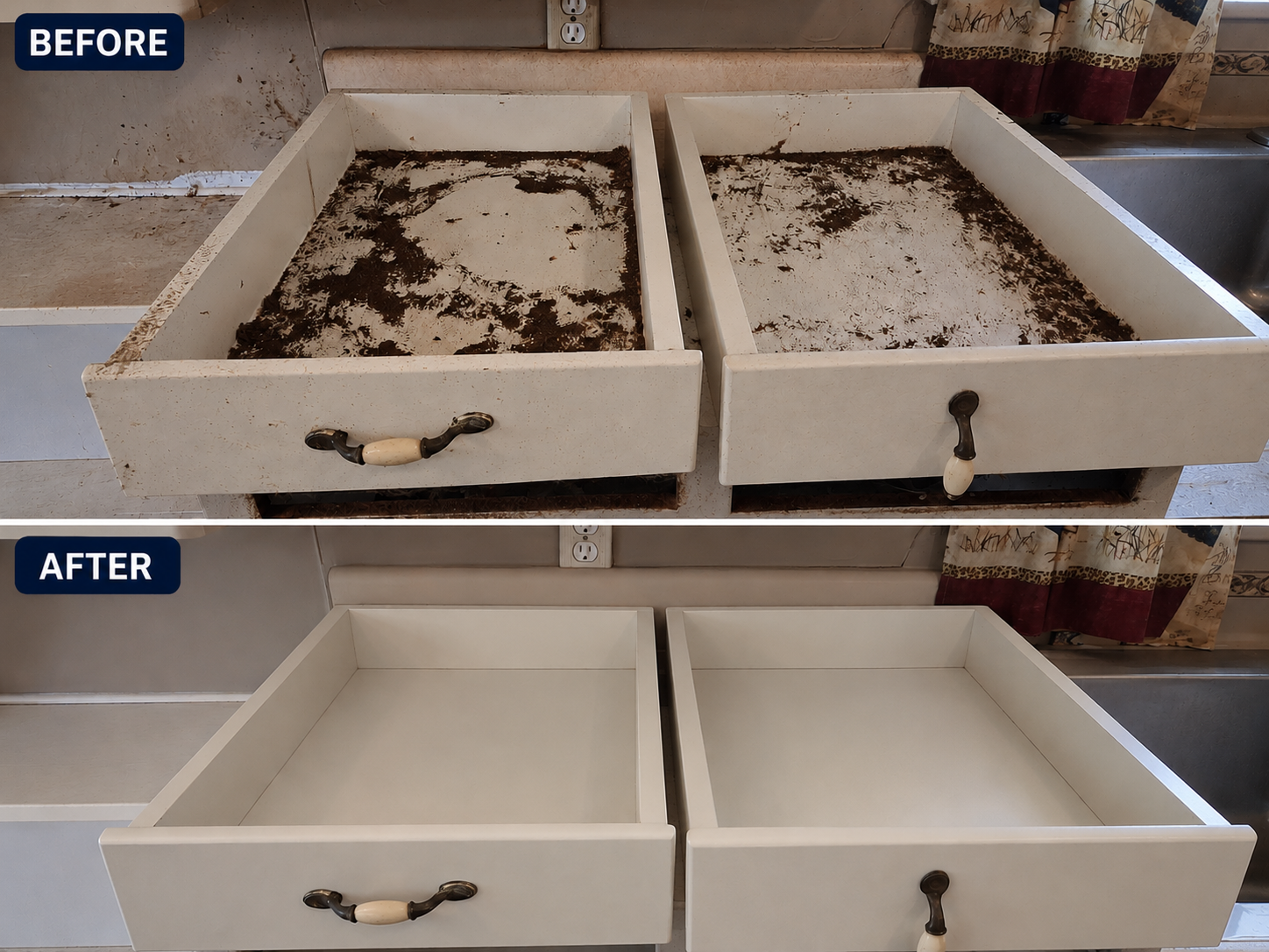 Before and after cleaning work