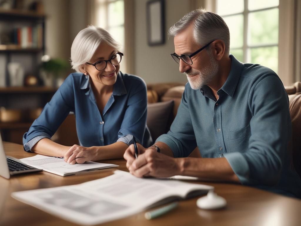 A close up shot of a couple reviewing their retirement