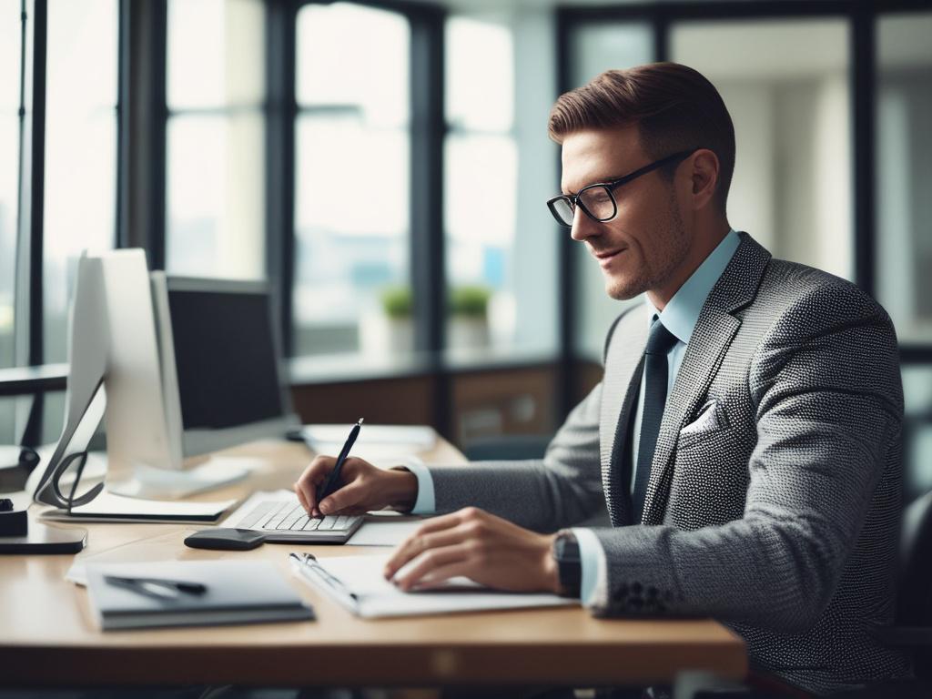 A close up shot of a professional financial consultant sitting