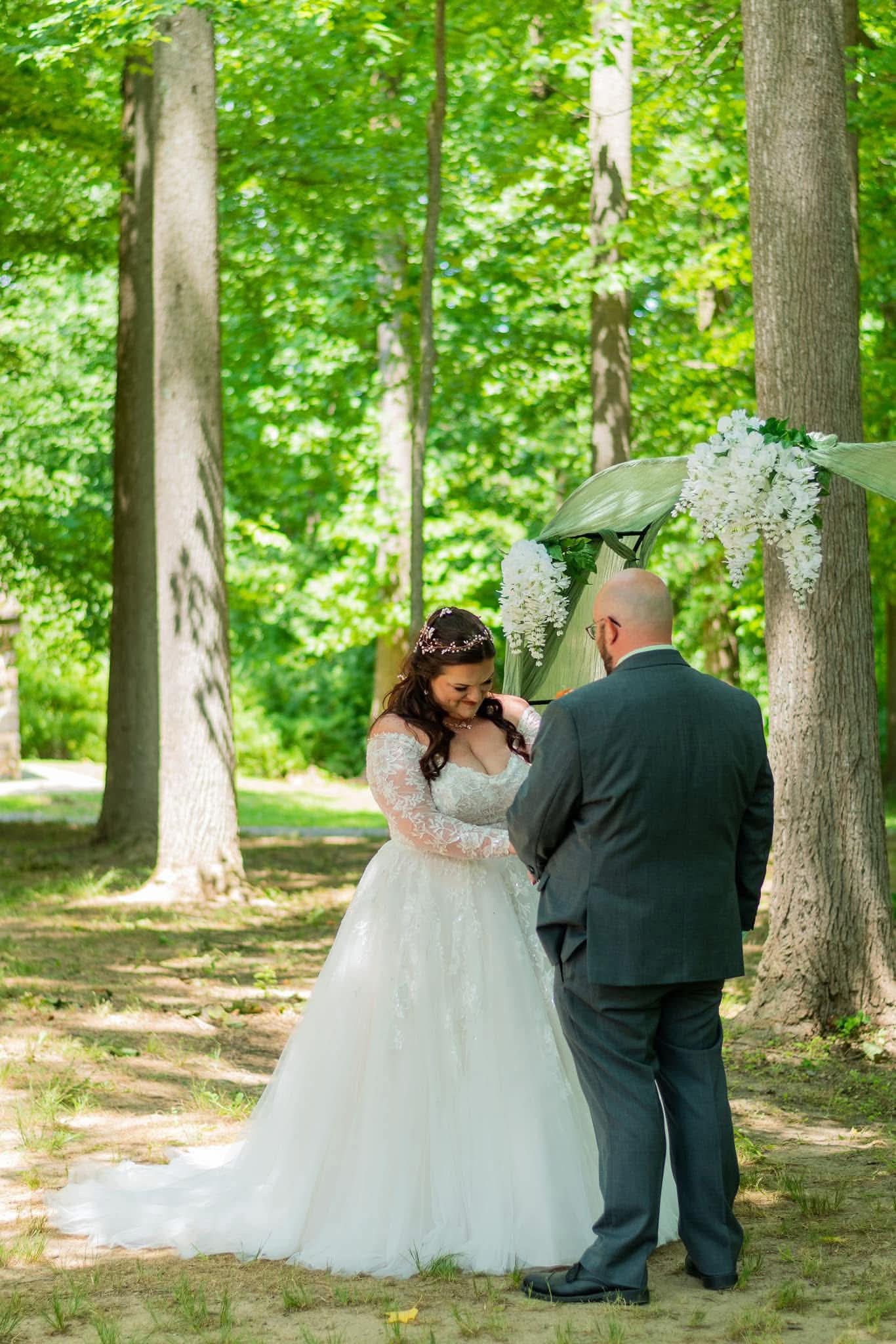 Couple exchanging vows during ceremony