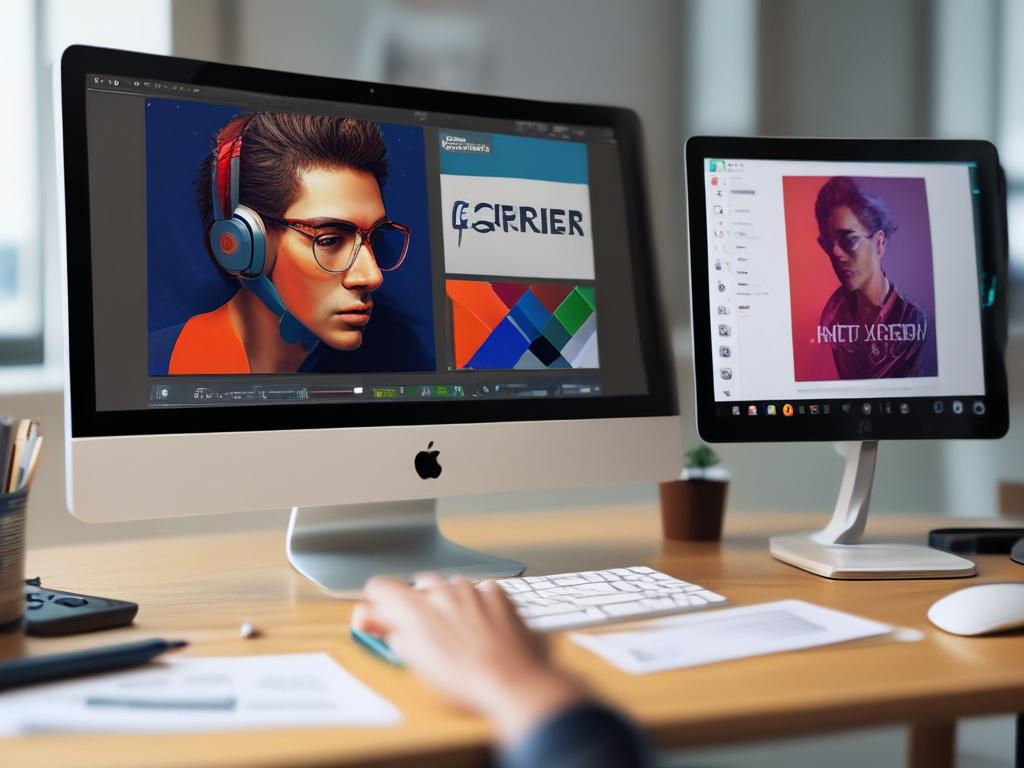 A close up shot of a designer on a computer