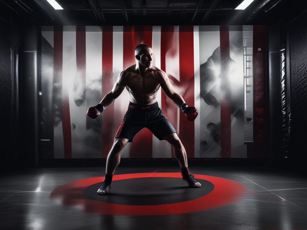 A high resolution image capturing a dynamic MMA training session,