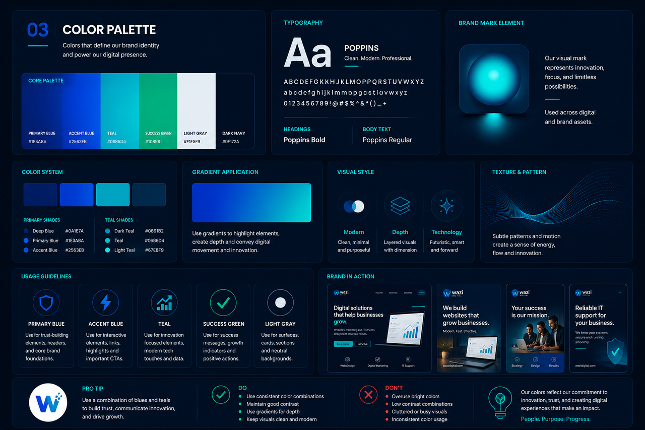 Premium brand kit showcase featuring design system elements, color palettes, and typography