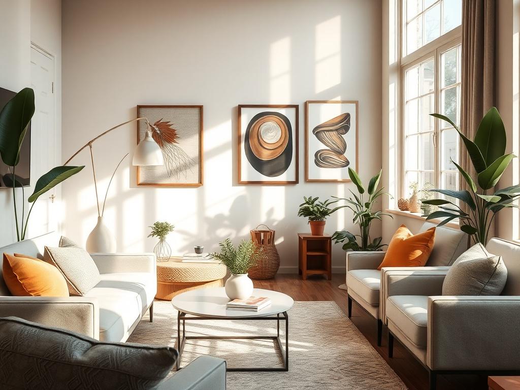 A close up shot of a beautifully staged living room