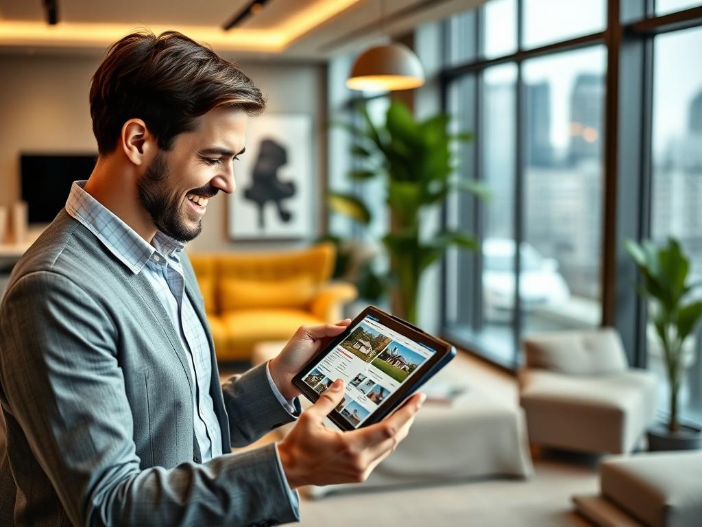 A close up shot of a friendly real estate agent