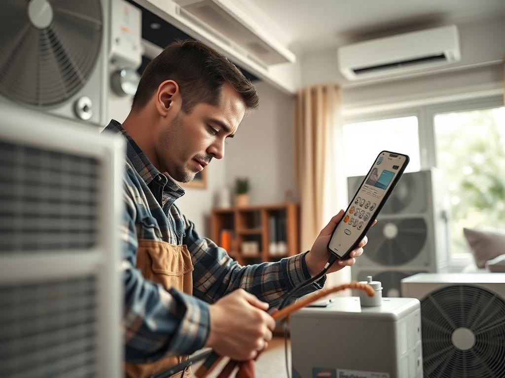 A skilled technician installing an HVAC system in a residential