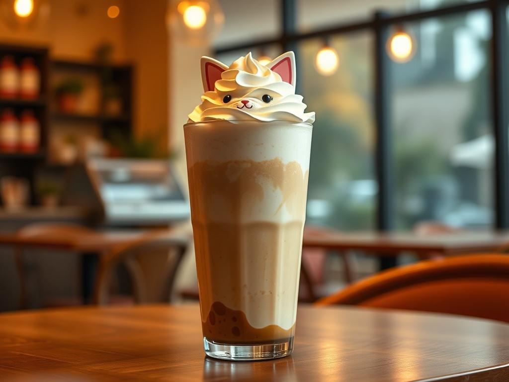A high resolution of a Feline Frappuccino in a cozy