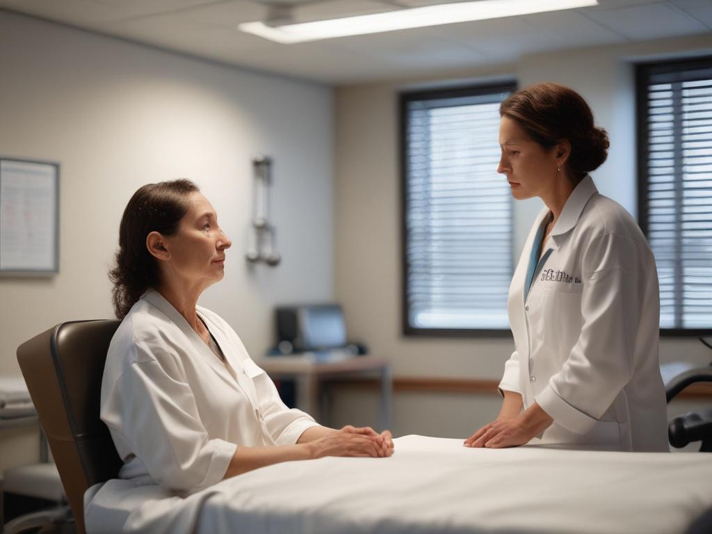 A high resolution close up of a patient practicing breathing