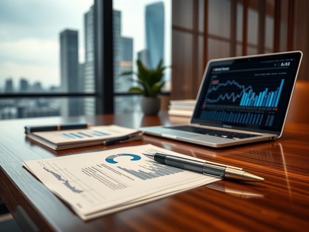 A hyper realistic close up photograph of a sophisticated office