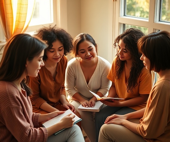 Women in group coaching session
