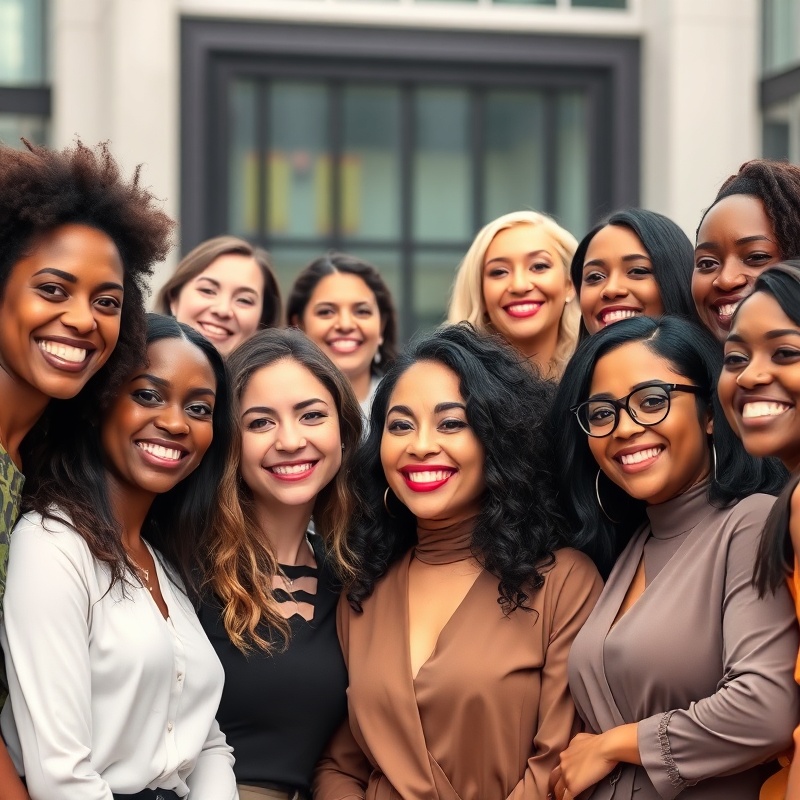 Diverse group of women from different backgrounds united in community