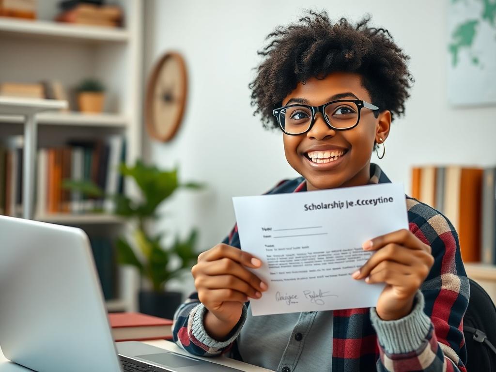 A high resolution close up of a student looking excited