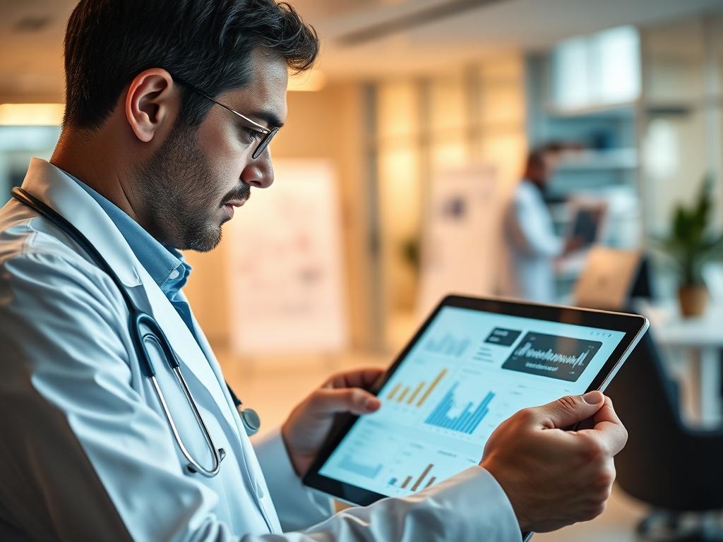 A focused, hyper realistic close up shot of a healthcare