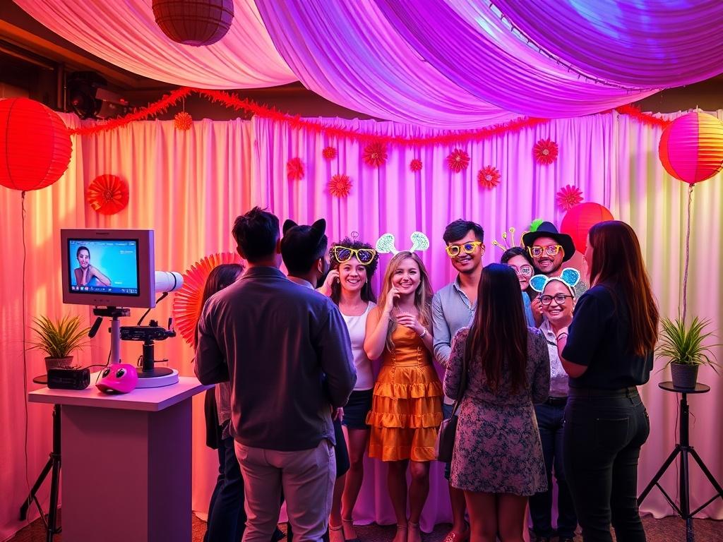 A vibrant and fun booth setup at an event, featuring