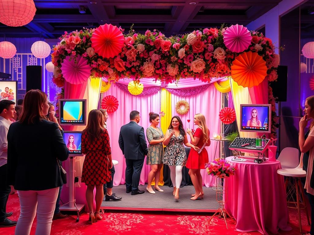 A beautifully customized booth at an event, showcasing personalized decorations