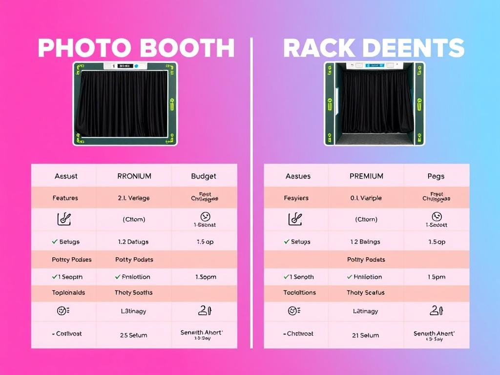 A visually appealing graphic comparing two booth packages, with icons