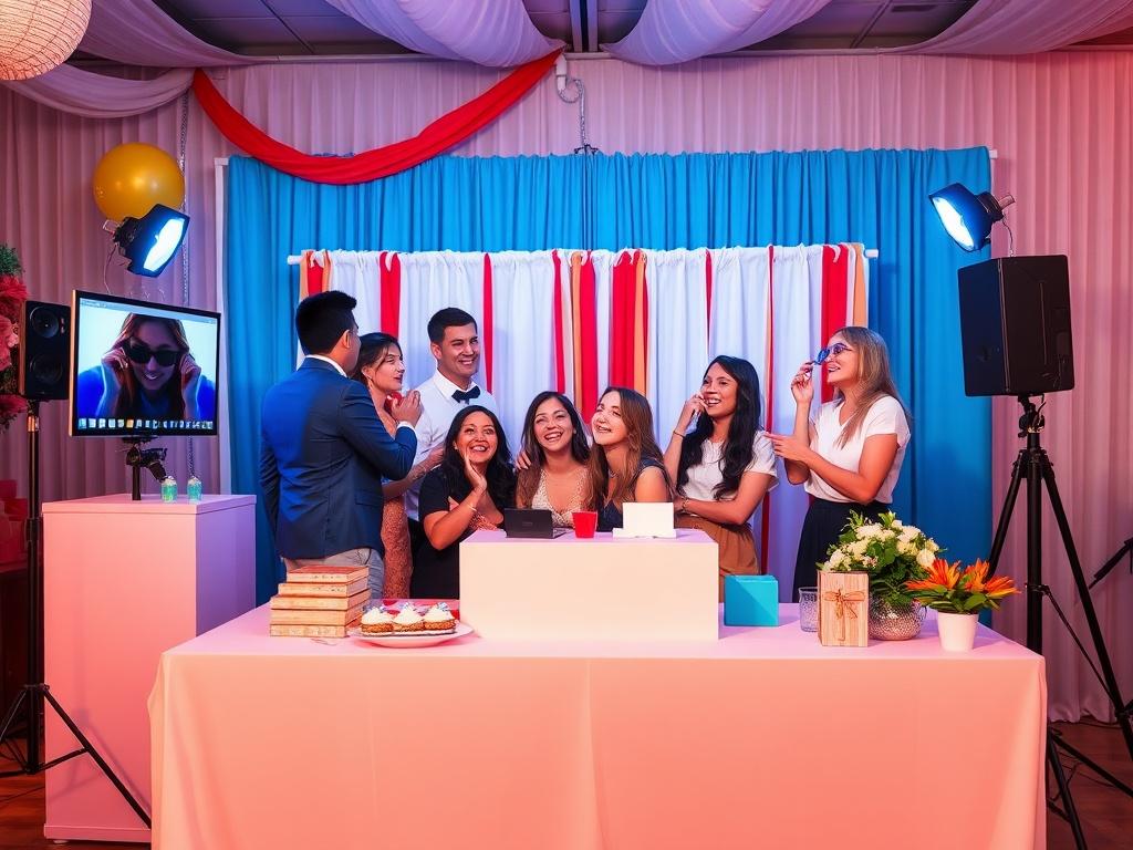 A vibrant, high resolution image of a lively booth setup