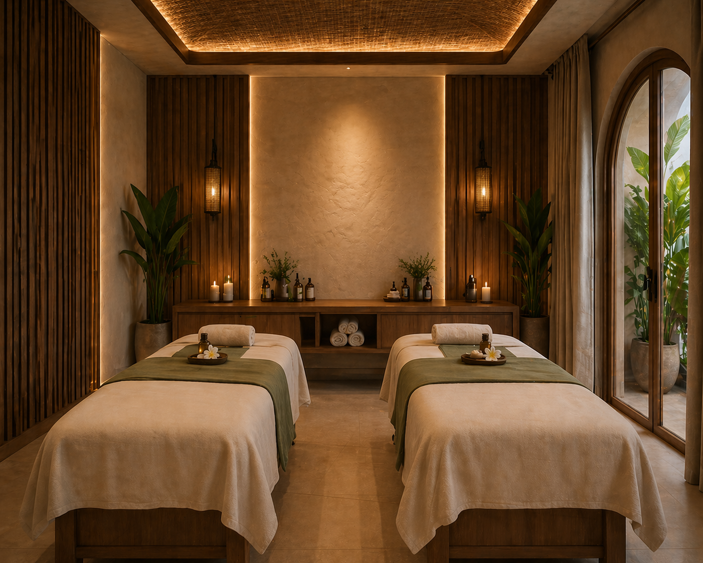 Professional spa and massage treatment room