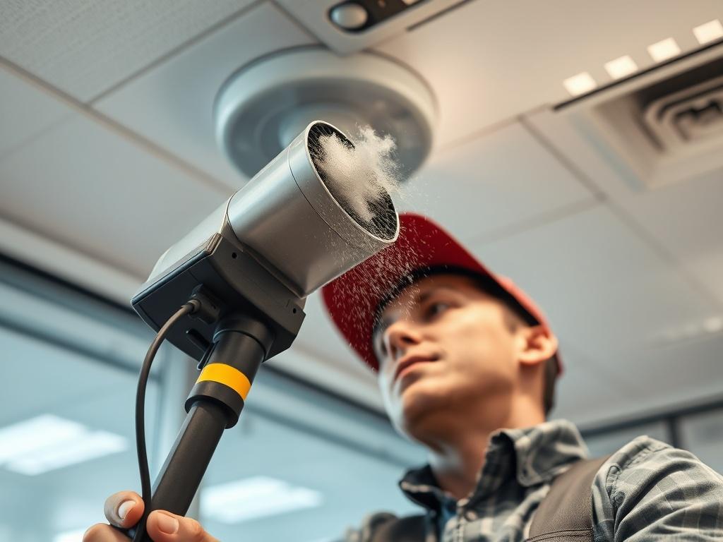 A close up shot of a maintenance worker using specialized