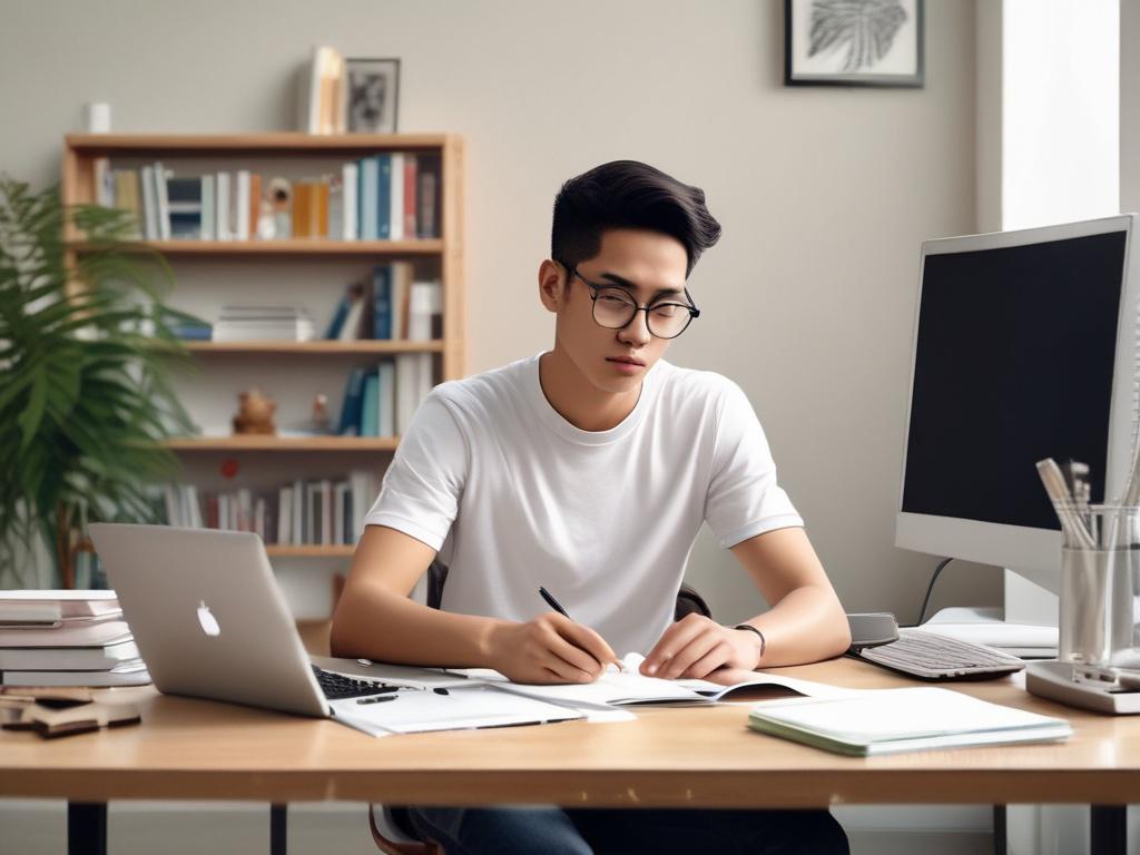 A realistic high resolution of a young Indonesian person sitting