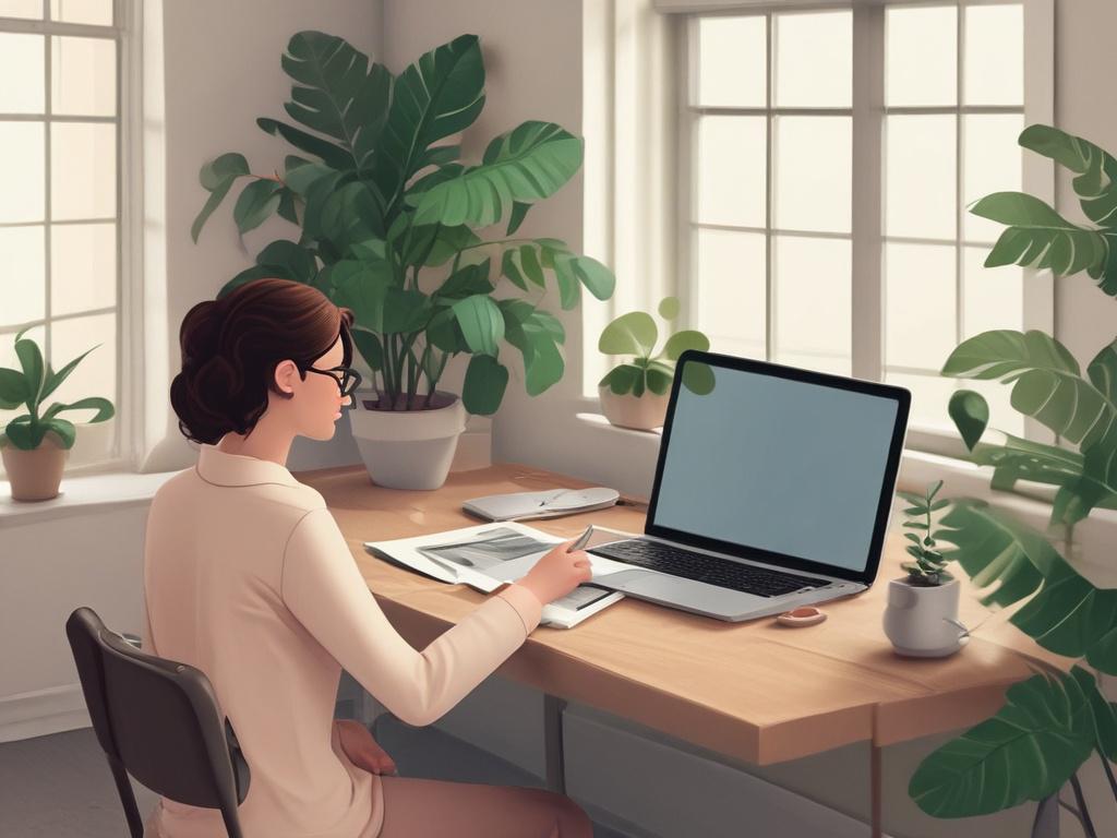 A clean and minimalistic layout showcasing a young writer typing