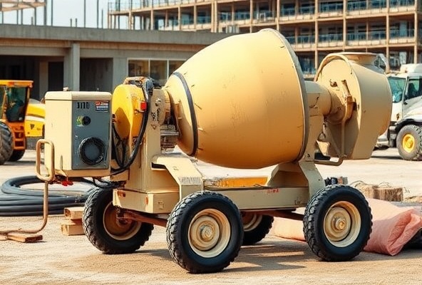 Professional concrete mixer on construction site