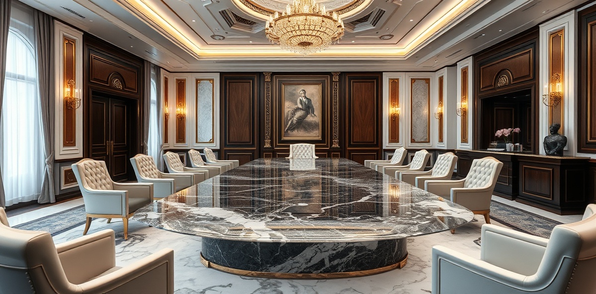 Executive boardroom with institutional prestige