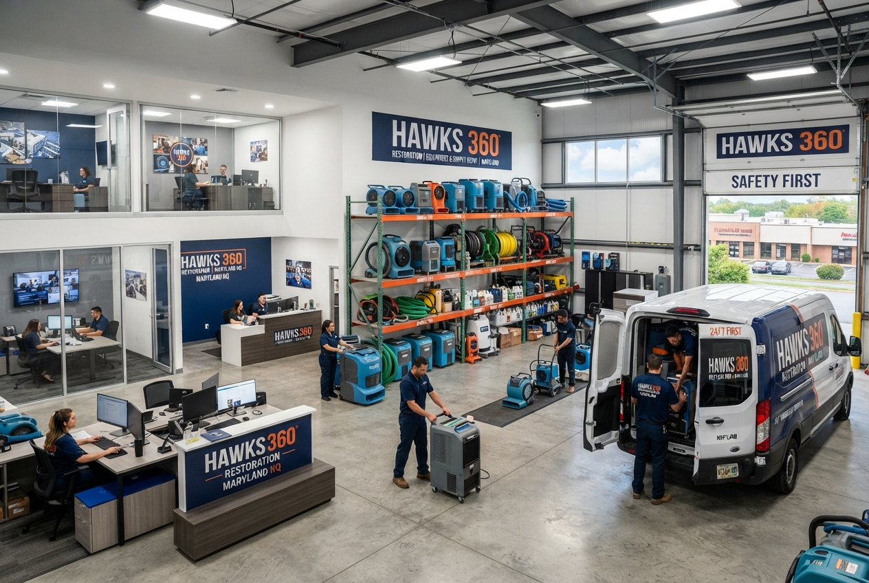 Hawks 360 professional office headquarters with team members working at desks