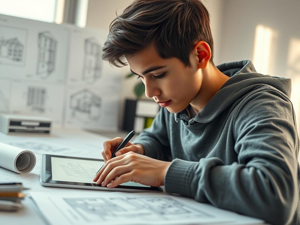 A hyper realistic close up shot of a young student