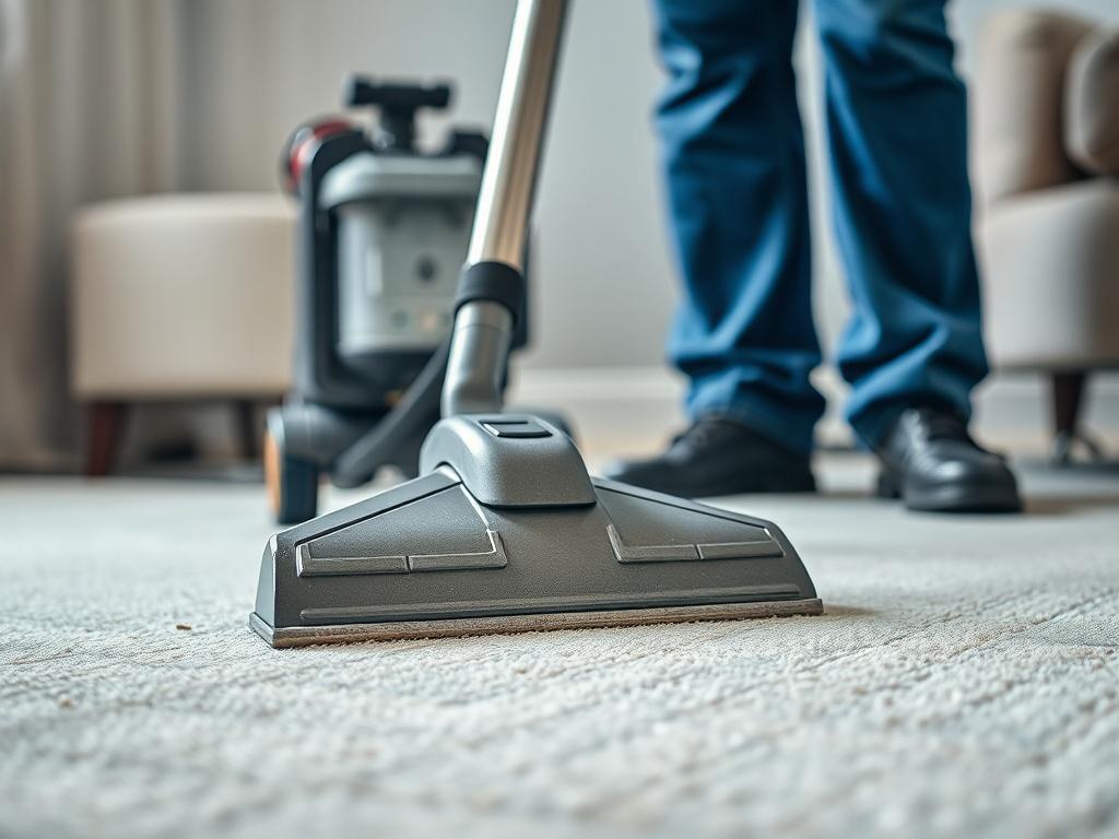 An image showcasing a professional cleaner using specialized equipment to