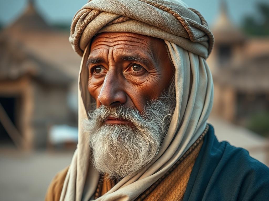 Generate a realistic high-resolution photo that illustrates the concept of "Solutions androgènes de gouvernance" with a focus on the historical and cultural significance of the Mossi Empire and other organizations of the AES (Alliance des États du Sahel). 

**Composition:** Center the image on a wise, elderly man who is dressed in traditional Mossi attire. His face should express contemplation and wisdom, symbolizing deep knowledge of governance and cultural heritage. The background should feature a subtly 