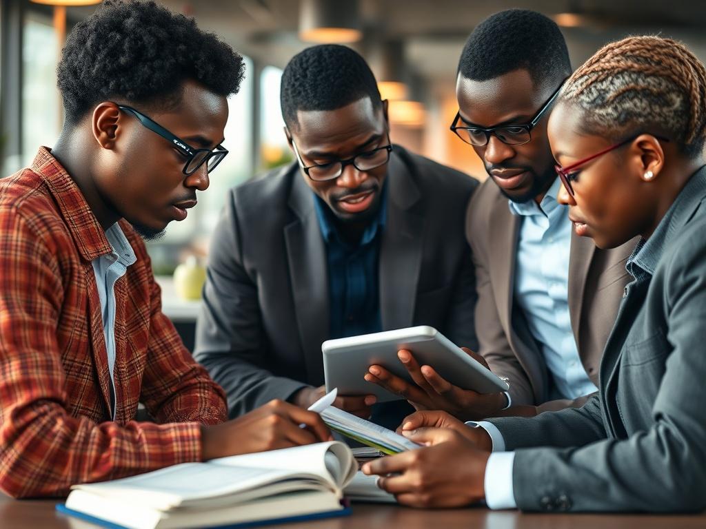 A close up shot of a diverse group of African