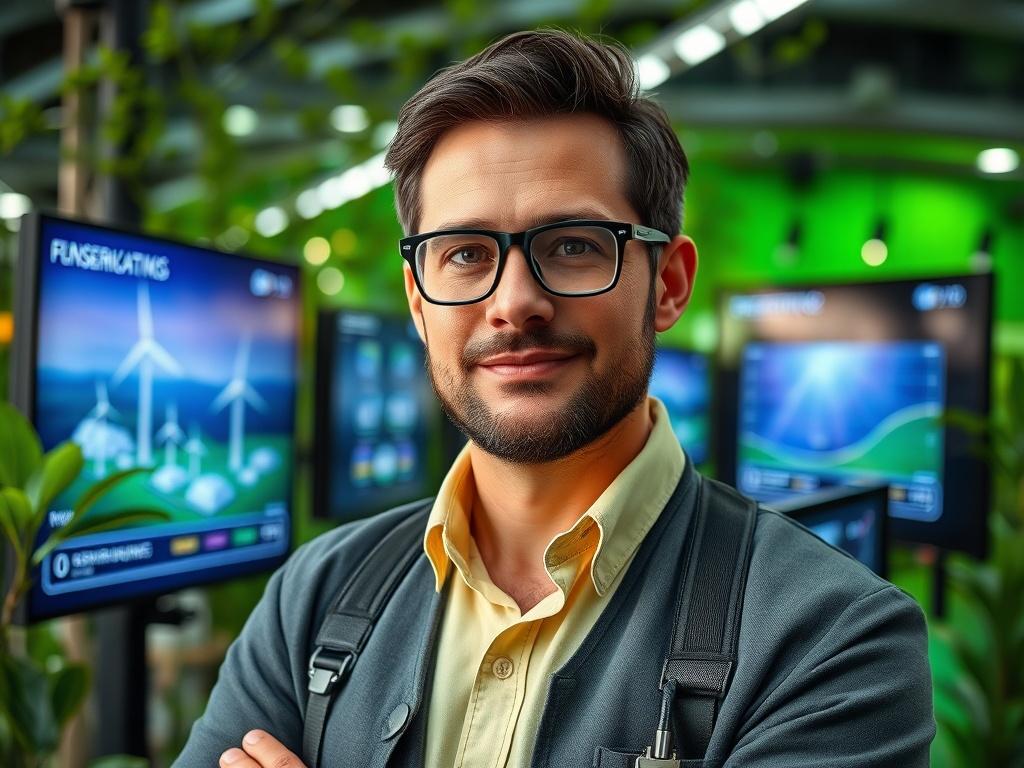 A hyper realistic close up shot of an environmental consultant