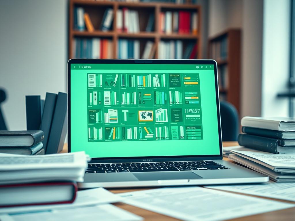 A high resolution image of a digital library interface displayed