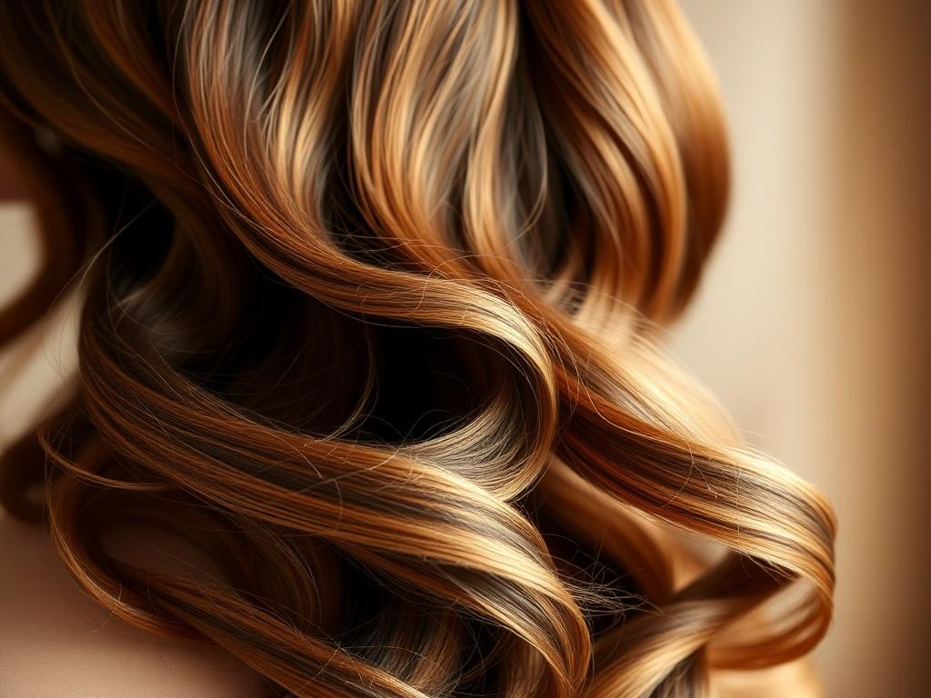 A close-up shot of a Long Wavy Wig displayed against a soft, blurred background. The wig features long, flowing waves made from super full human hair, showcasing a blend of rich colors. The image highlights the natural shine and movement of the hair, with a focus on the softness of the waves. The lighting is warm and inviting, enhancing the overall beauty of the wig.