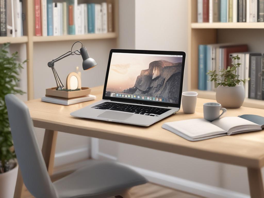 A serene office setting with a single, focused subject: a