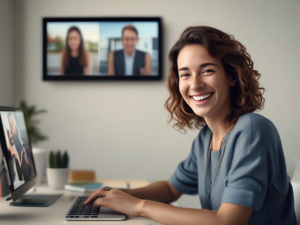 A close up shot of a person smiling while engaging