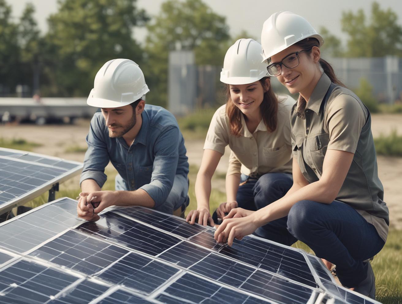 renewable energy, solar power, team of engineers