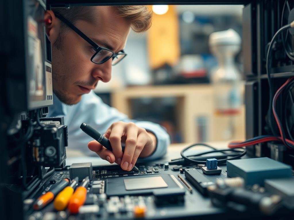 A close up shot of a technician working on a