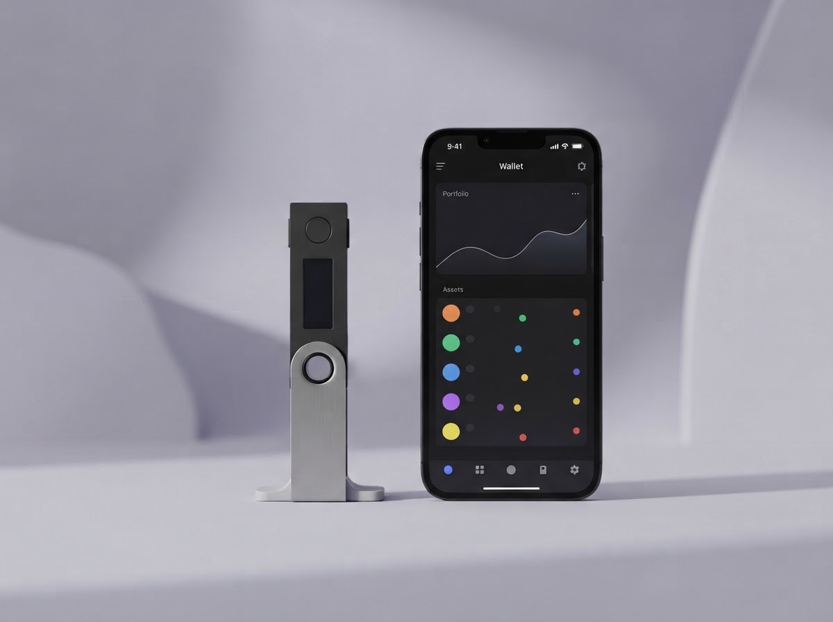 A hardware wallet and smartphone ready for setup