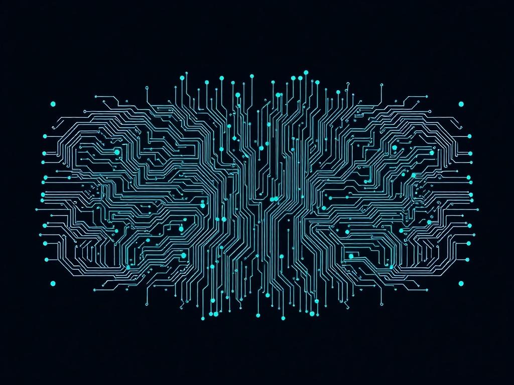 A highly detailed abstract circuit-grid visualization with subtle nodes and teal accents, representing evaluation and readiness. The composition should be simple and clear, focusing on the intricate circuit pattern while ensuring the teal accents stand out. The background should be minimalistic to enhance the visual impact of the circuit design.