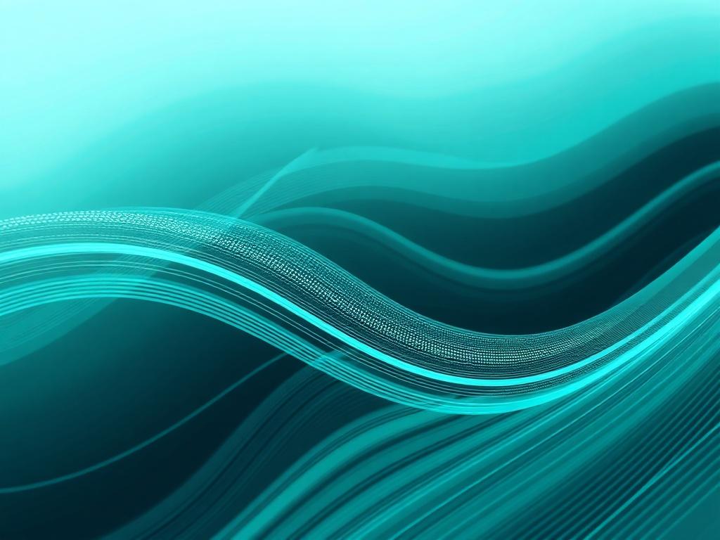 Create a realistic high-resolution photo of an abstract bandwidth-flow illustration that features soft teal and charcoal lines. The design should suggest speed and stability, embodying a minimal and modern aesthetic. The composition should focus solely on the illustration, with a clean and uncluttered background that enhances the overall visual appeal.