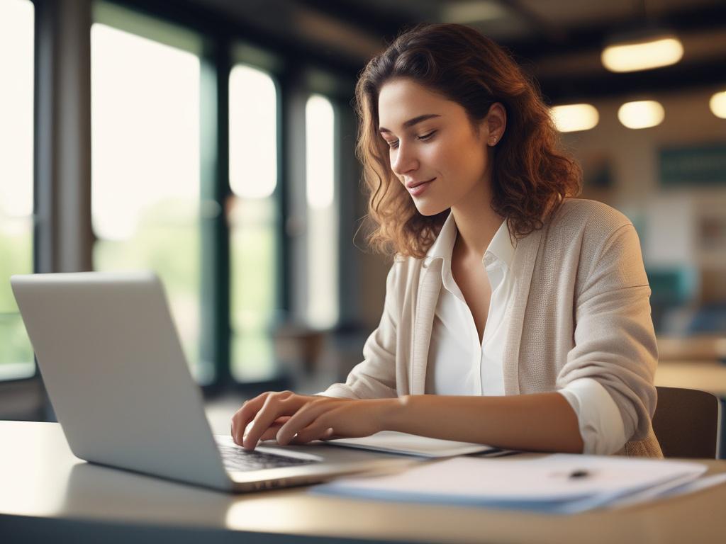 A realistic high resolution of a young woman confidently working