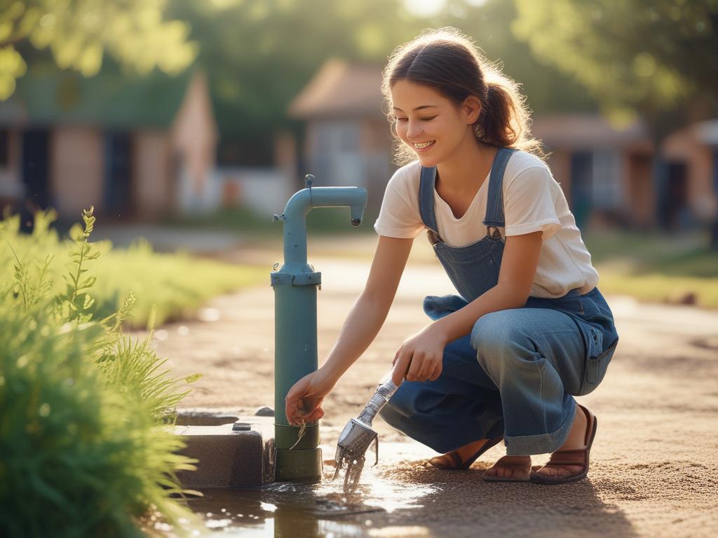 Realistic high resolution of a young person collecting clean water