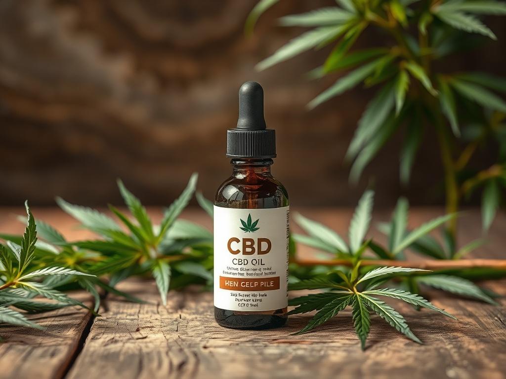 A high quality bottle of CBD oil placed on a