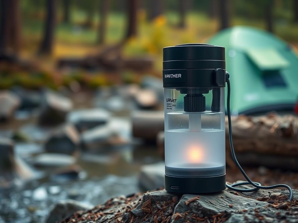 A high resolution image of a Portable Water Purifier, depicted