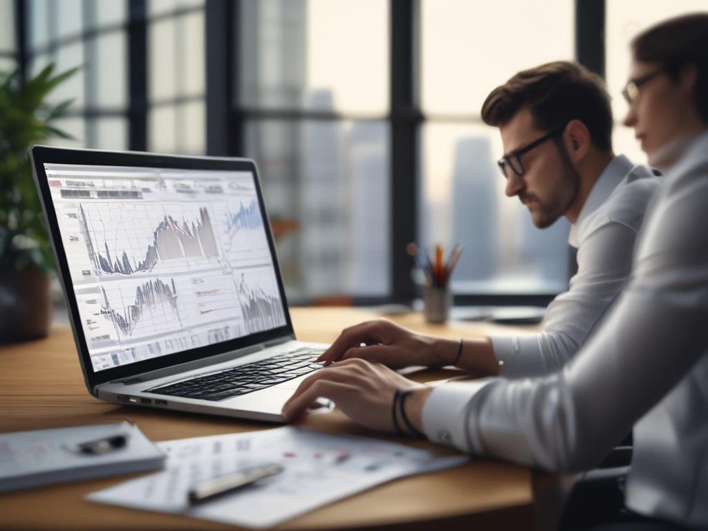 A close up shot of a person analyzing financial charts