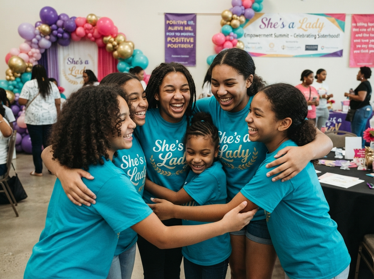 Girls celebrating at She's a Lady event